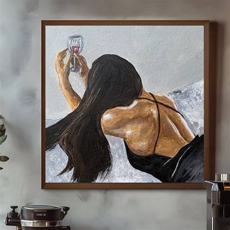 Naked Woman Original Square Painting Naked Woman Wall Art Bedroom