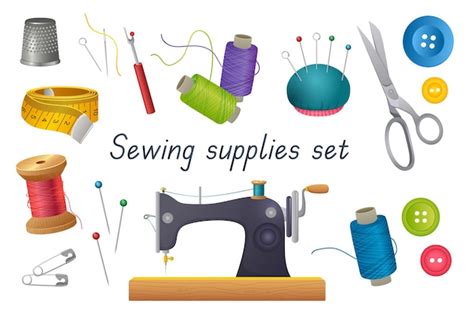 Premium Vector Sewing Tools D Realistic Set Vector Illustration