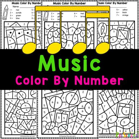 🎵 Music Color by Number Printable Worksheets