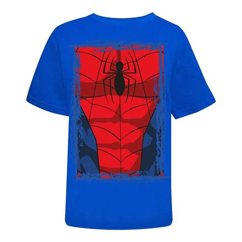 Playera Spiderman Talla 8 Manga Corta Estampado Traje Escondido Azul