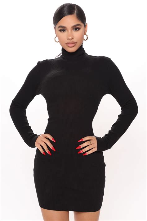 Savy Heavy Rib Mini Dress Black Fashion Nova Dresses Fashion Nova