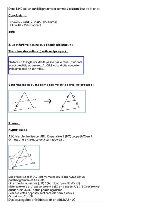 Theoreme La Droite Des Milieux