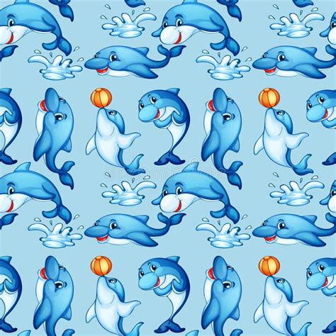 Seamless Dolphin Pattern Stock Vector Illustration Of Background