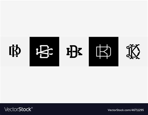 Initial Letters Dk Monogram Logo Design Bundle Vector Image