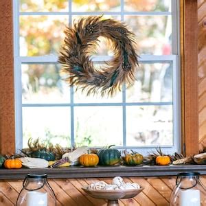 Decorative Wreath Natural Pheasant Feather Wreath Etsy