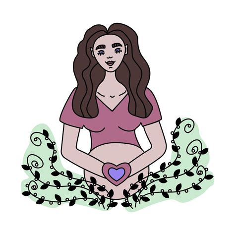 Pregnant Woman Brunette Illustration Vector Art At Vecteezy