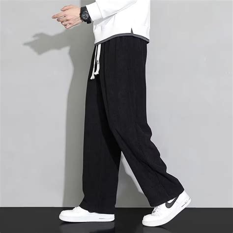 【m 3xl】korean Style Corduroy Baggy Pants For Men Drawstring Tag Long