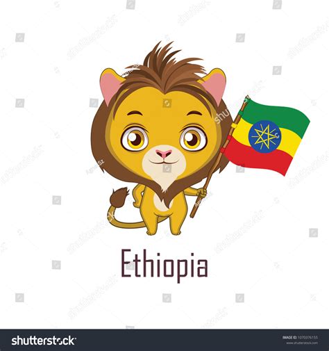 National Animal Lion Holding Flag Ethiopia Stock Vector (Royalty Free ...