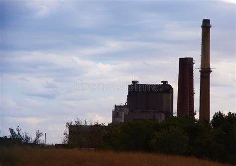 Retired Coal Power Plant With Smokestacks Stock Image Image Of Grid