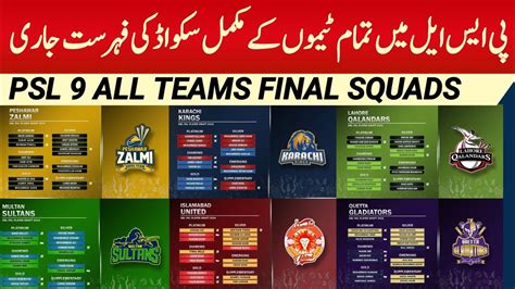 Psl All Teams Complete Squads Psl Psl All Teams Squads