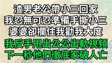 渣男老公帶小三回家，我忍無可忍準備手撕小三，婆婆卻攔住我勸我大度，我反手甩出公公出軌視頻，下一秒他們家破人亡【風雅流生年】落日溫情 情感故事 花開富貴 深夜淺讀 深夜淺談 家庭矛盾