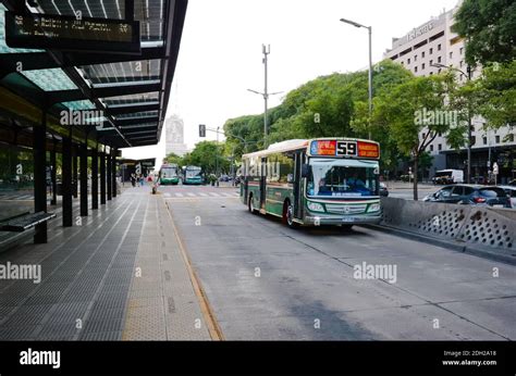 Buenos Aires, Argentina - January, 2020: Bus route 59 driving on ...