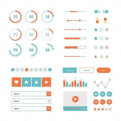 Modern Ui Flat Design Vector Kit In Trendy Color With Simple Mobile