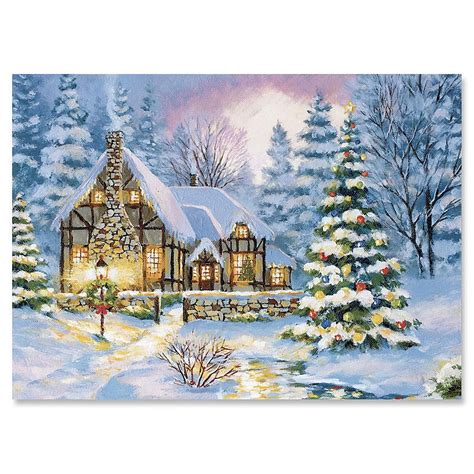 Winter Cottage Christmas Cards Set Of 18 Current Catalog