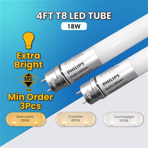 Philips 4ft 18w Ecofit T8 Glass LED Tube Lampu Panjang Lampu Led Lampu