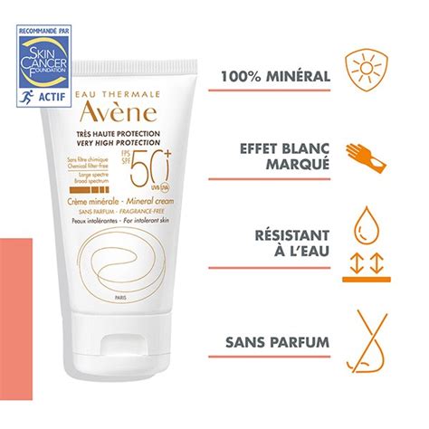 Avène crème solaire minérale SPF 50 sans parfum Waterproof