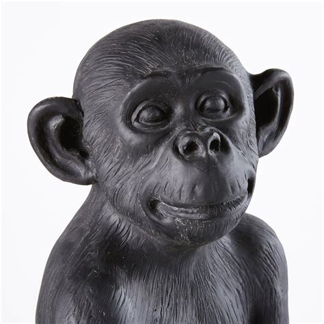 Black Resin Monkey Garden Accessory H 56 Cm Little Gandhi Maisons Du