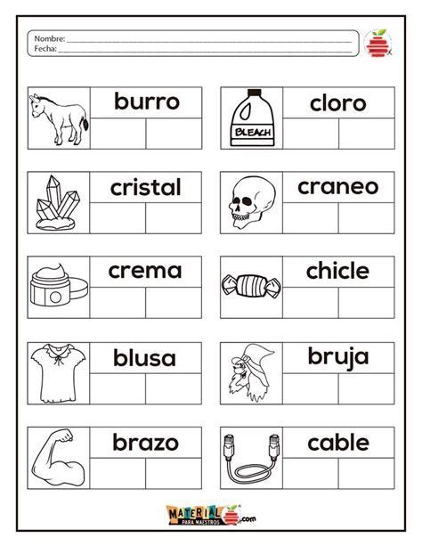 Ejercicios Para Separar Sílabas Material Para Maestros