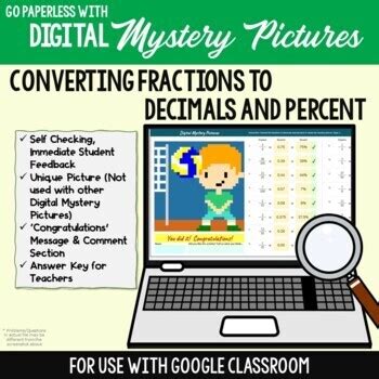 Google Classroom Convert Fraction To Decimal Percent Worksheets Pixel Art