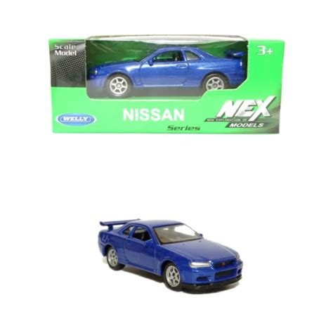 WELLY 1 60 NISSAN Skyline Gt R R34 Blue Voiture Miniature 1 64 6 86