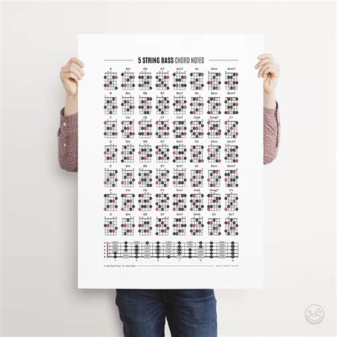 Five String Bass Guitar Chord Notes Poster Bass Chords Etsy