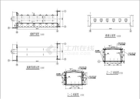 施工图 某16m钢桁架通廊结构cad建筑设计施工图桁架结构土木在线