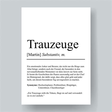 Trauzeuge Definition Poster Personalisierbar Mit Namen Treuzeuge Poster