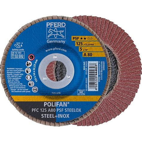 PFERD POLIFAN Flap Disc PFC 125 A 80 PSF STEELOX 67748125 4007220444627