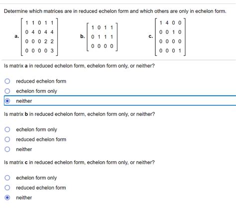 Solved Determine which matrices are in reduced echelon form | Chegg.com