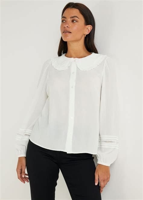 Cream Crinkle Collar Blouse Matalan