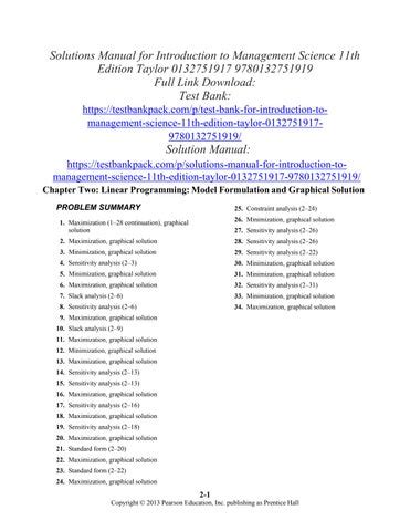Solutions Manual For Introduction To Management Science 11th Edition