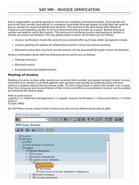 Sap Mm Invoice Verification Pdf Invoice Receipt