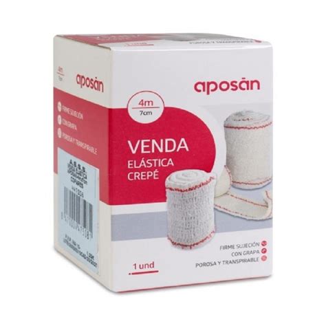 APOSÁN Venda Elástica Crepé 4m x 7cm Comprime de manera óptima