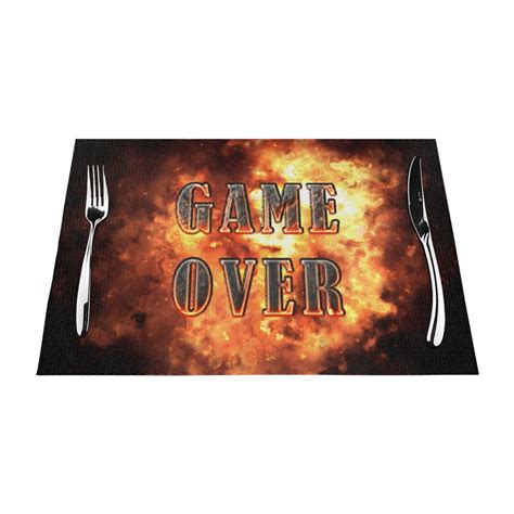 Xmxy Woven Placemats Set Of Pcs Flame Burning Game Over Table Mats