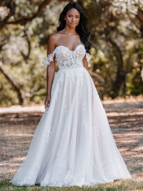 Off The Shoulder A Line Ball Gown Wedding Dress Roses Rings