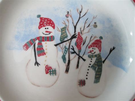 Vintage Royal Seasons Snowman Stoneware Bread Butter Plates