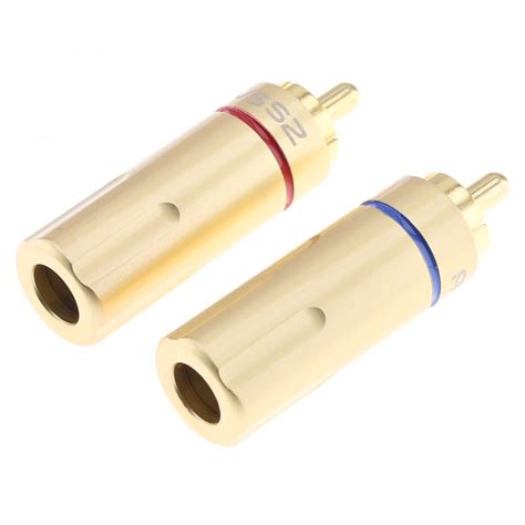 Male Rca Connectors Gold Plated Ø6mm Pair Golden Audiophonics