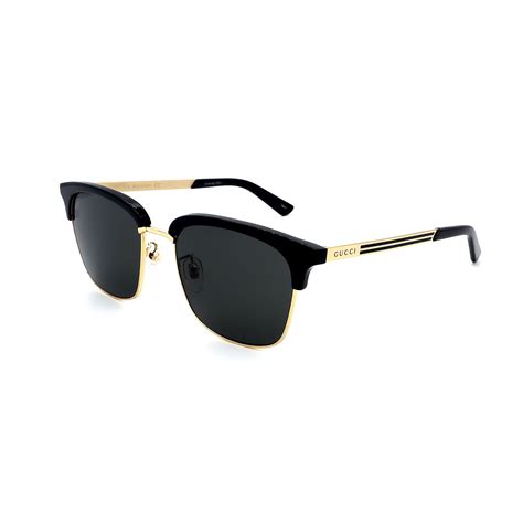 Men S Gg0697s 001 Clubmaster Style Sunglasses Black Gold Gucci Touch Of Modern