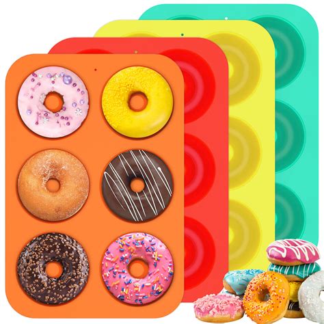 4Pcs Silicone Donut Mold 6 Cavity Doughnut Mould Tray Non Stick Pan