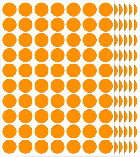 Ouzoustate 1400 Pcs Orange Circle Dot Stickers 34 Round Color Coding Label