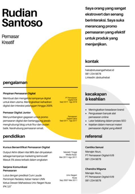 Contoh Cv Lamaran Kerja Ats Dan Kreatif Perhatikan Bedanya