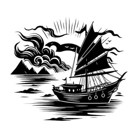 Premium Vector Sailboat Silhouette Vector Ship Logo Vector Boat