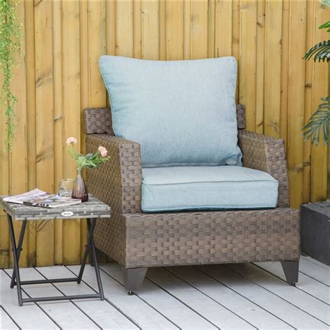 Coussin de chaise de patio extérieur pour siège profond bleu Outsunny 1