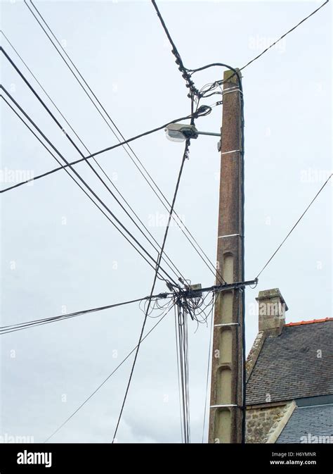 Telegraph Pole Detail Seen In Brittany France Stock Photo Alamy