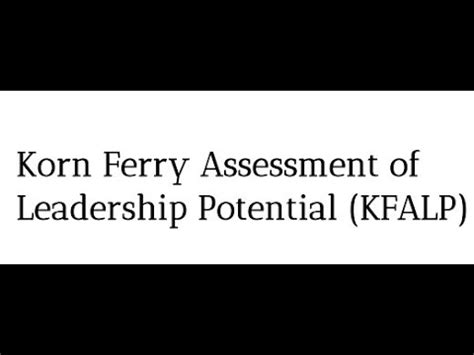 KFALP KornFerry Assessment Of Leadership Potential YouTube