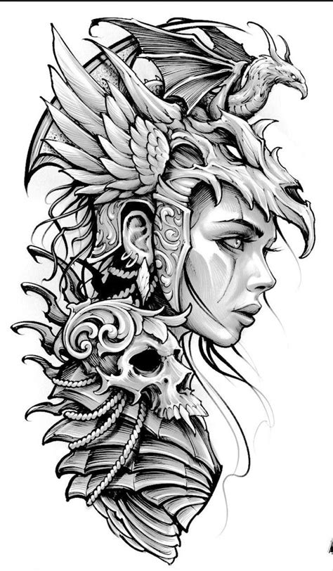 Pin by Emrh Ozkaya on Dövme Half sleeve tattoos sketches Valkyrie