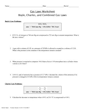 Combined Gas Law Worksheet Complete With Ease Airslate Signnow