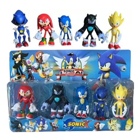 Kit Cartelado Sonic Completo 5 Bonecos Grandes 15 Cm Infantil