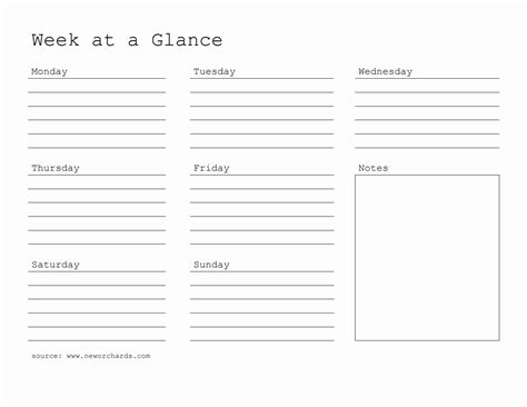 Free Week At A Glance Templates Pdf Word Excel