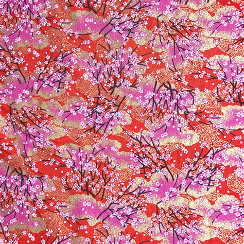 Tissu Japonais Kokka Sakura Bayashi Rouge